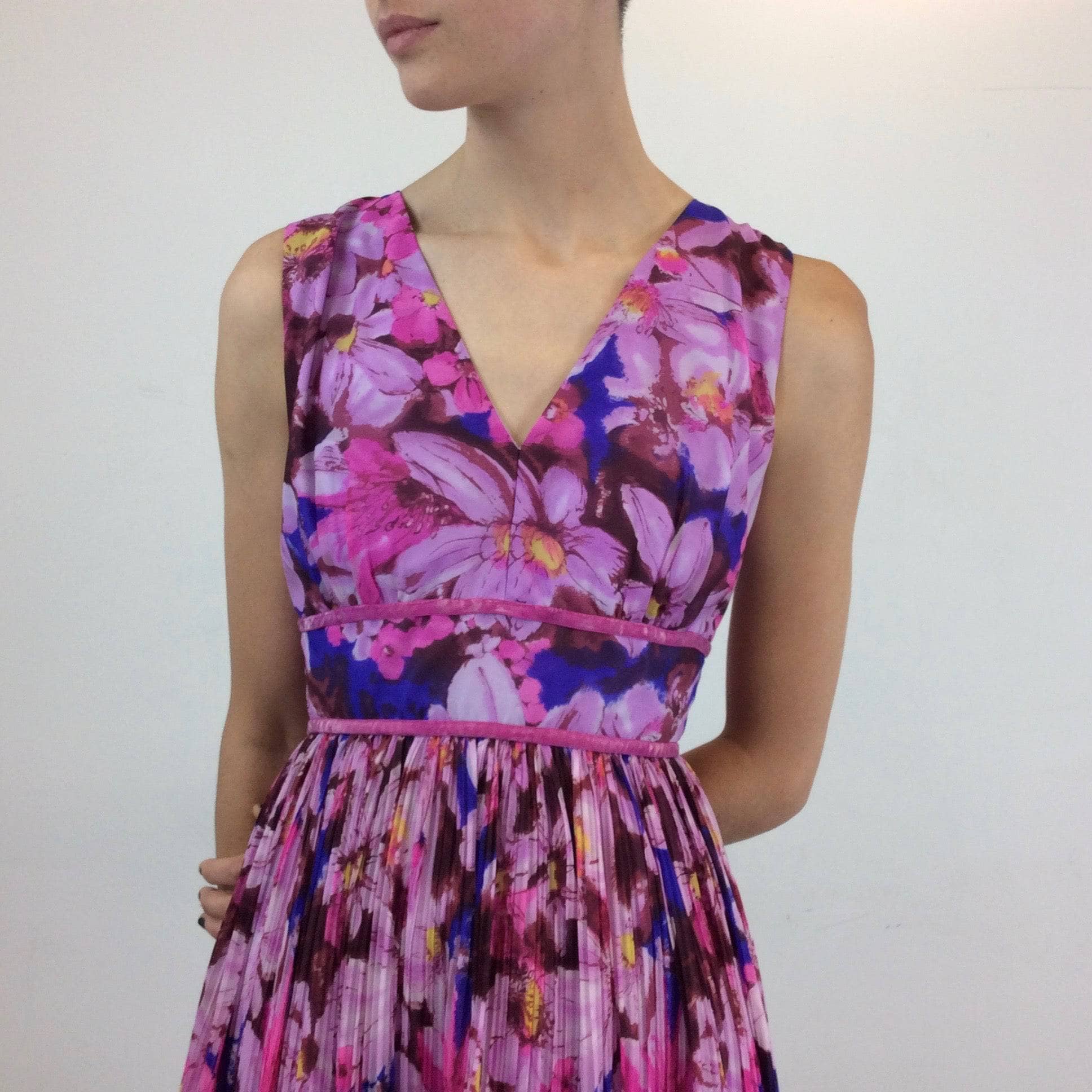 1970s Sleeveless Floral Print Maxi Dress Small sold by bohemevintage.com