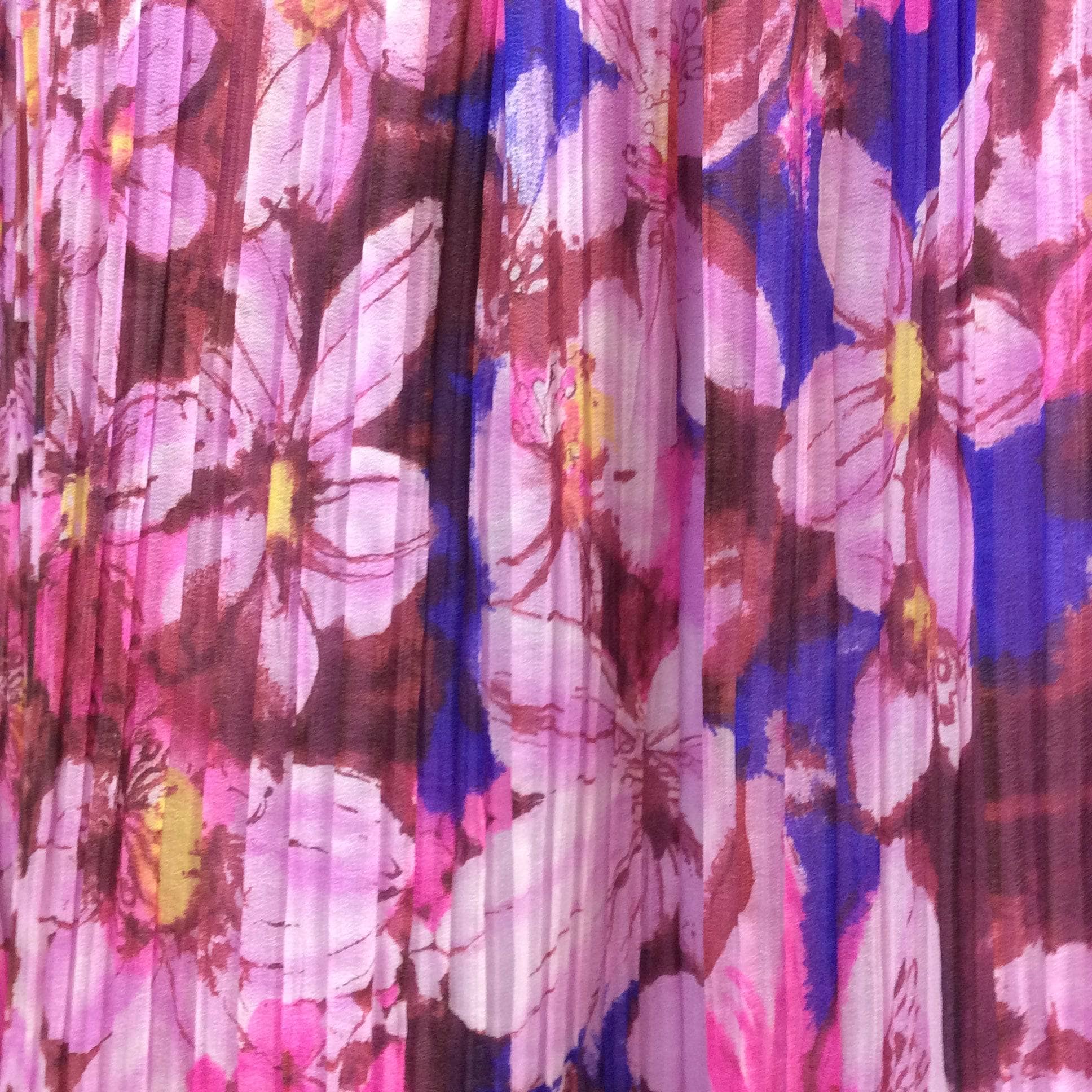 Close up view of fabric Back view of 1970s Sleeveless Floral Print Maxi Dress Small sold by bohemevintage.com