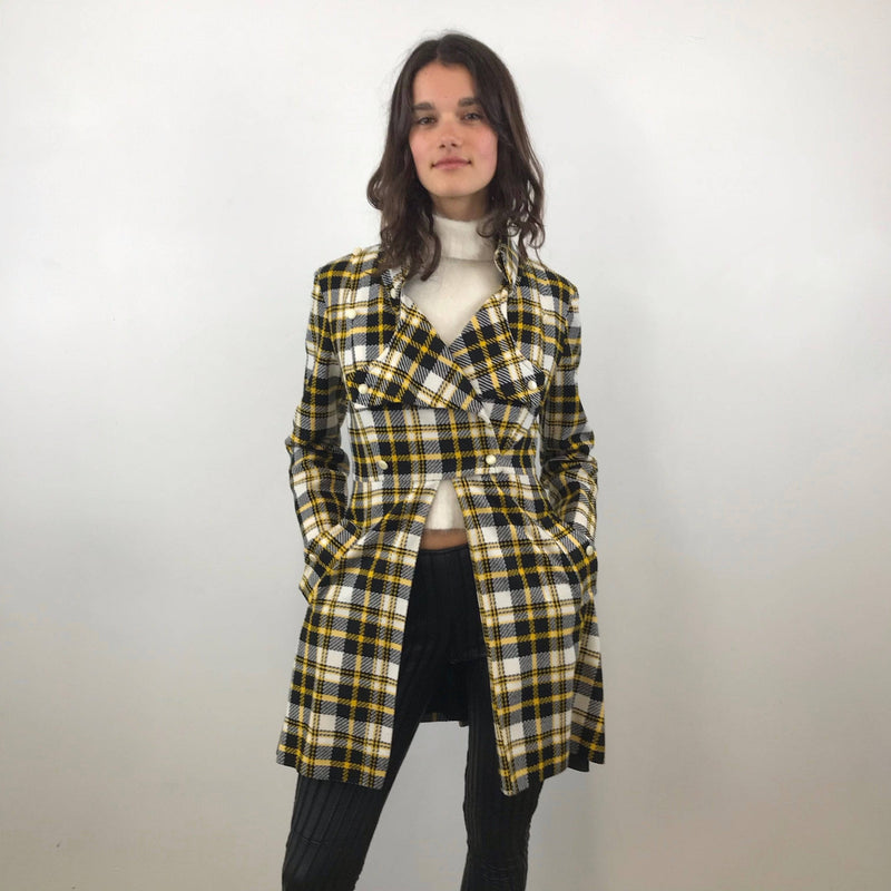 1970s Tuxedo Style Checkered Coat Size small sold by bohemevintage.com Montreal