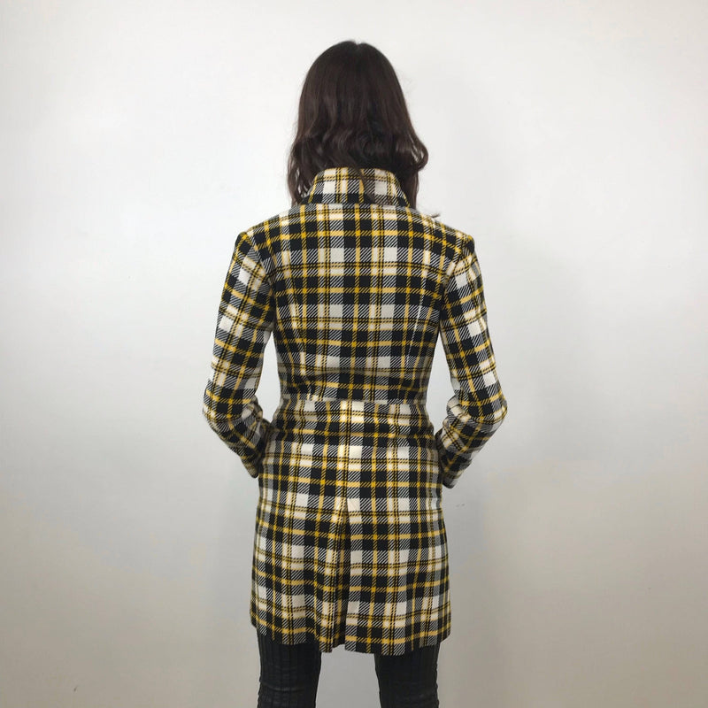 Back view of 1970s Tuxedo Style Checkered Coat Size small sold by bohemevintage.com Montreal