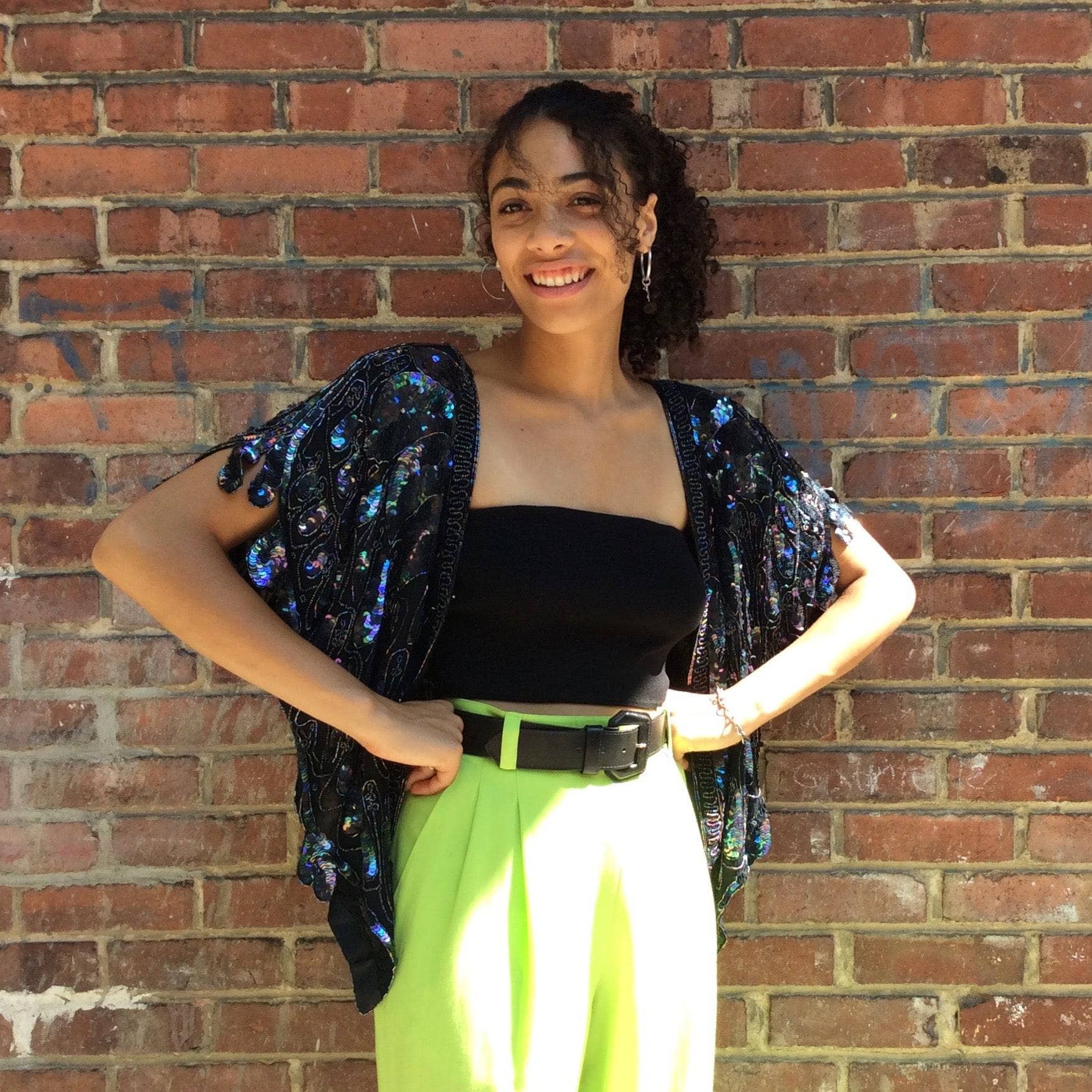 1980s-1990s Bombay inc. Beaded and sequin Butterfly shape evening top, for sale at bohemevintage.com Montréal