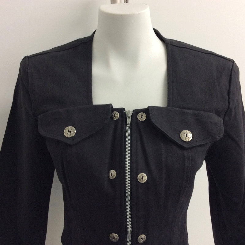 1980-90s Black Denim Crop Jacket with Metal Zipper, sold by bohemevintage.com Montréal