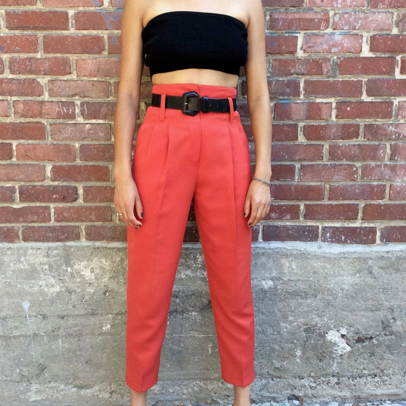 1980s Brick High-Waisted Tapered Leg Pleated Pants S