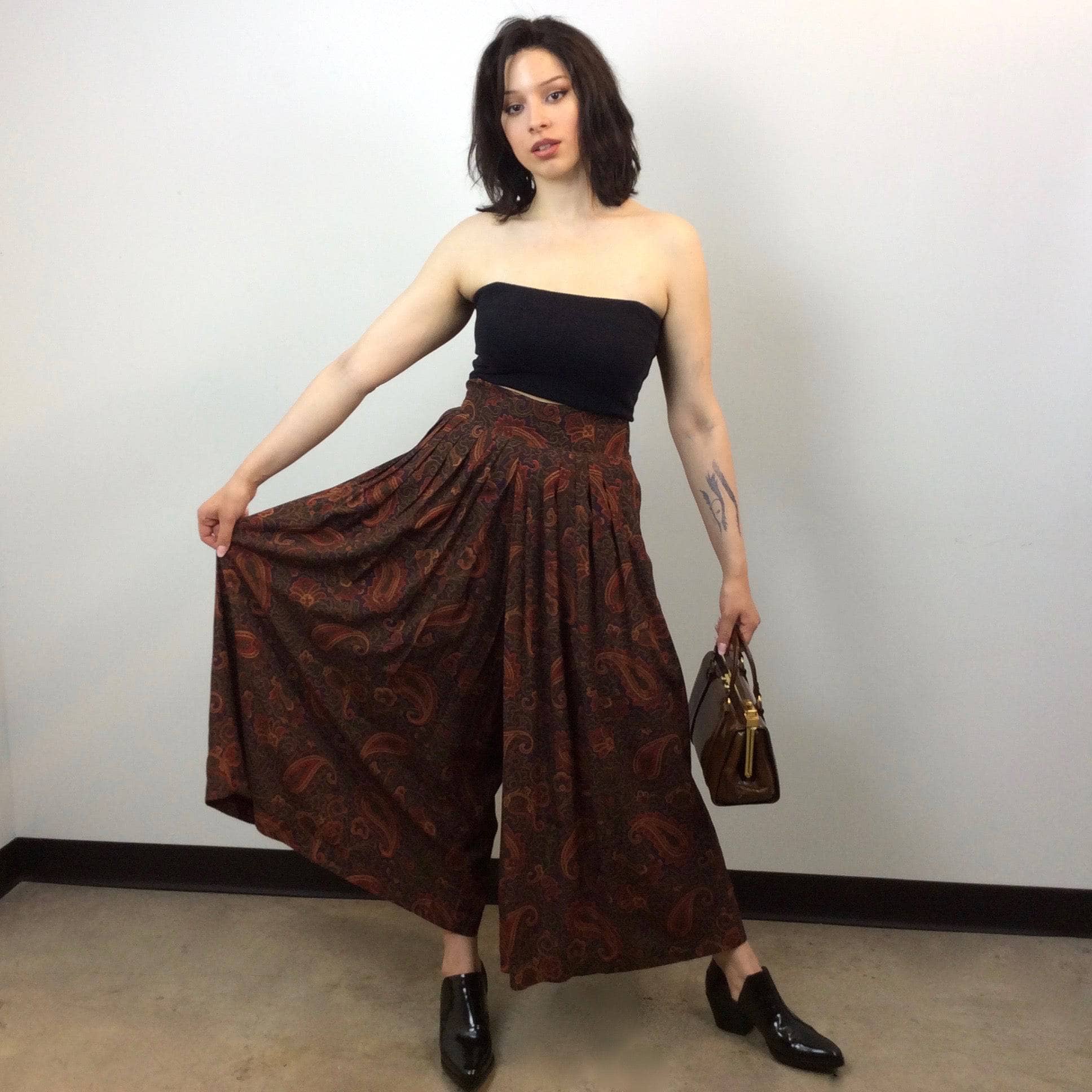 1980s | Designer Byblos High-Waisted Paisley Print Palazzo Pants sold by bohemevintage.com