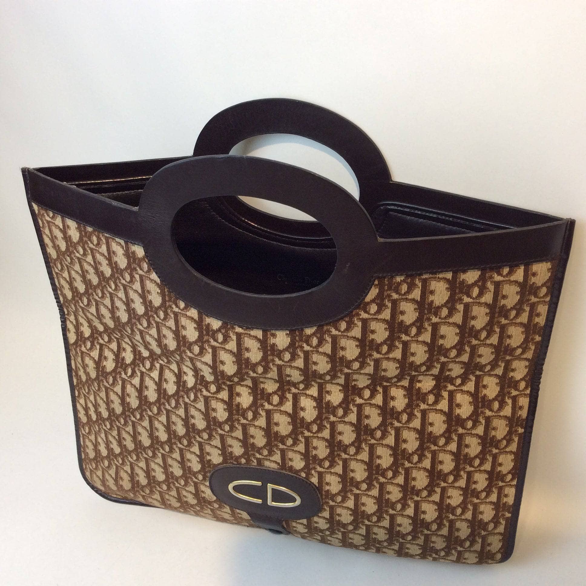 Sac à main monogramme pliable Christian Dior Oblique des années 1980