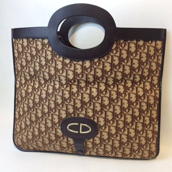 1980s Christian Dior Oblique Foldable Monogram Handbag
