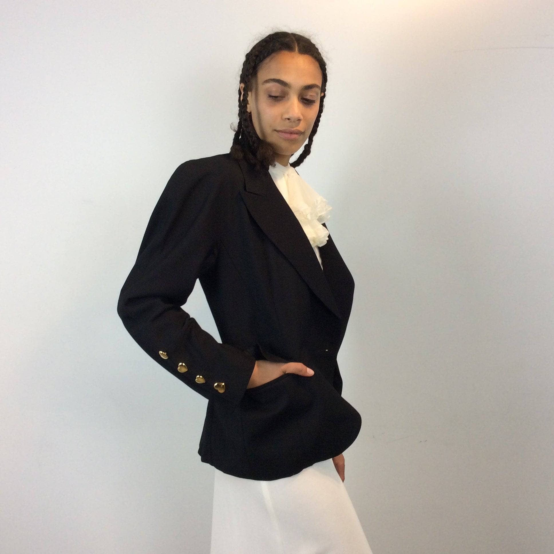 1980s Escada Black Wool Blazer Size Medium sold by bohemevintage.com