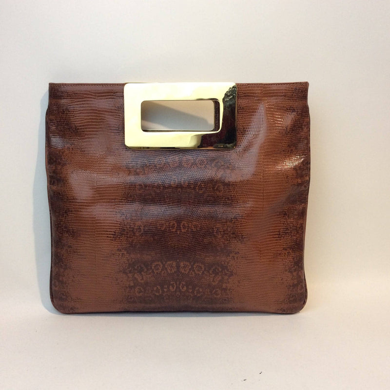 1980s Faux Python Skin Medium Sized Handbag Clutch Combo. Sold by bohemevintage.com