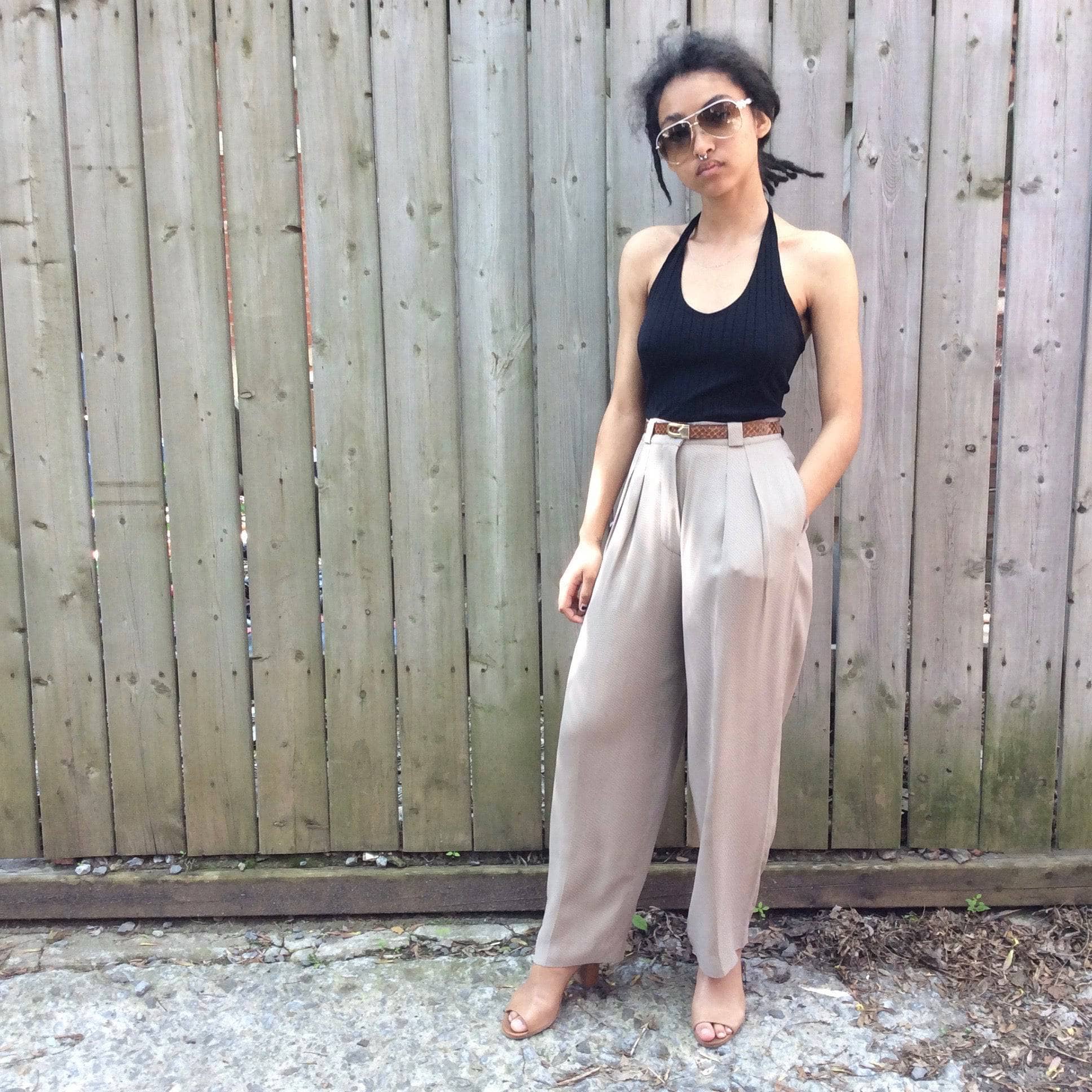 1980s "Giorgio Armani" High-waisted Dress Pants, for sale at bohemevintage.com Montréal