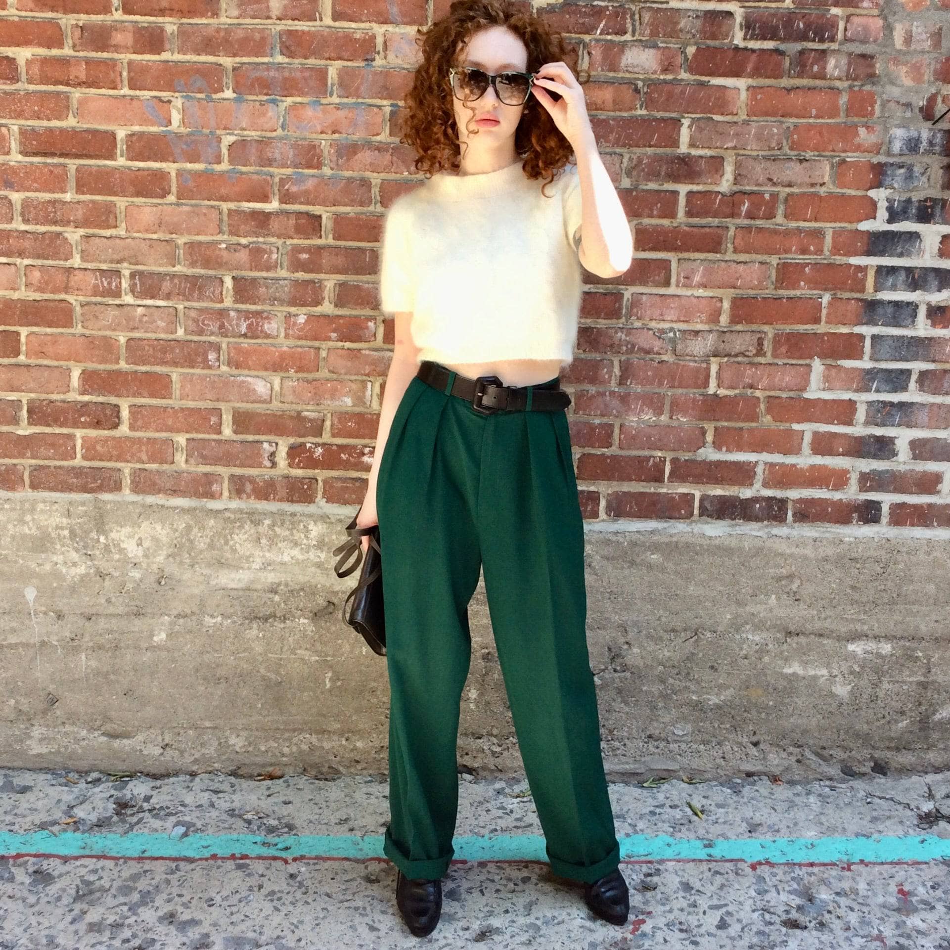 1980s Guy Laroche High-waisted pleated wool trousers Size 8-10 sold by bohemevintage.com Montreal