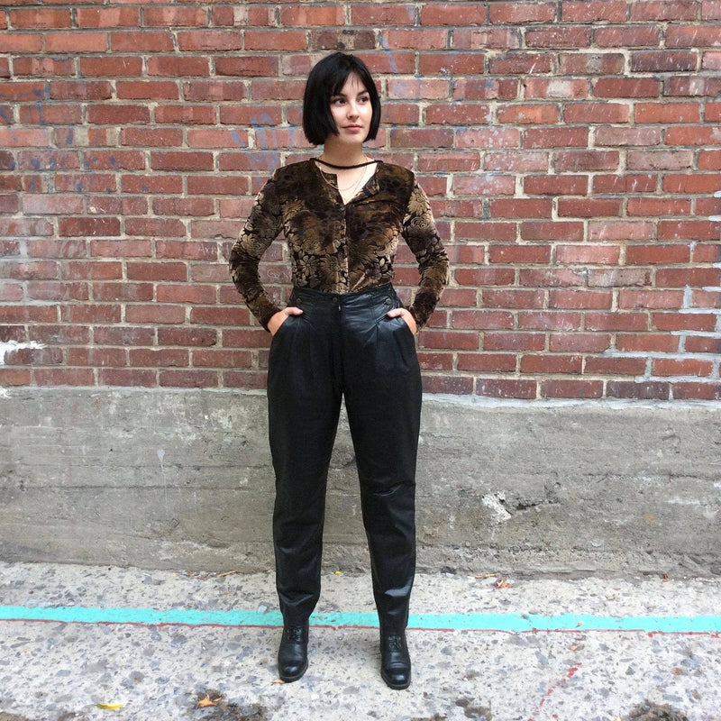 VTG 1980s High-waist Buttery Black LEATHER PANTS -  Norway
