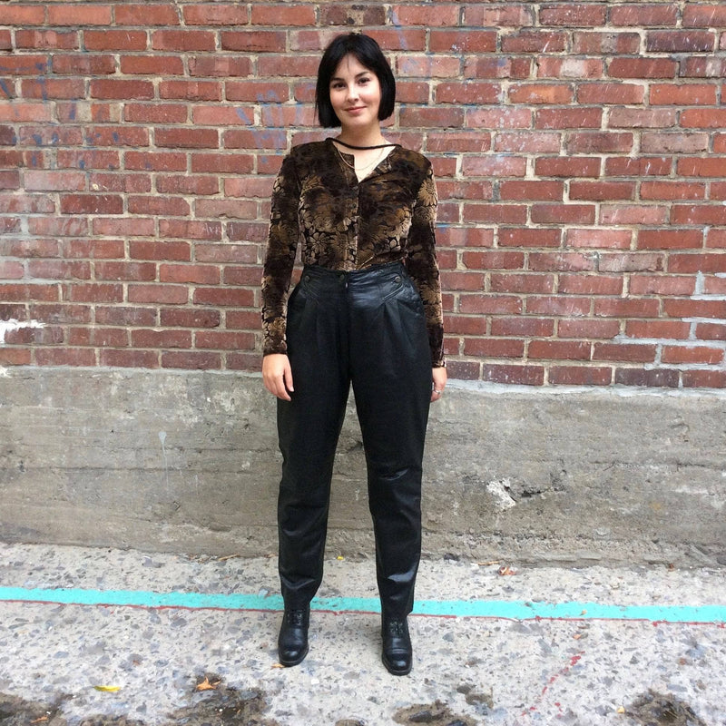 1980s High Waisted Black Genuine Leather Pants, sold by bohemevintage.com Montreal