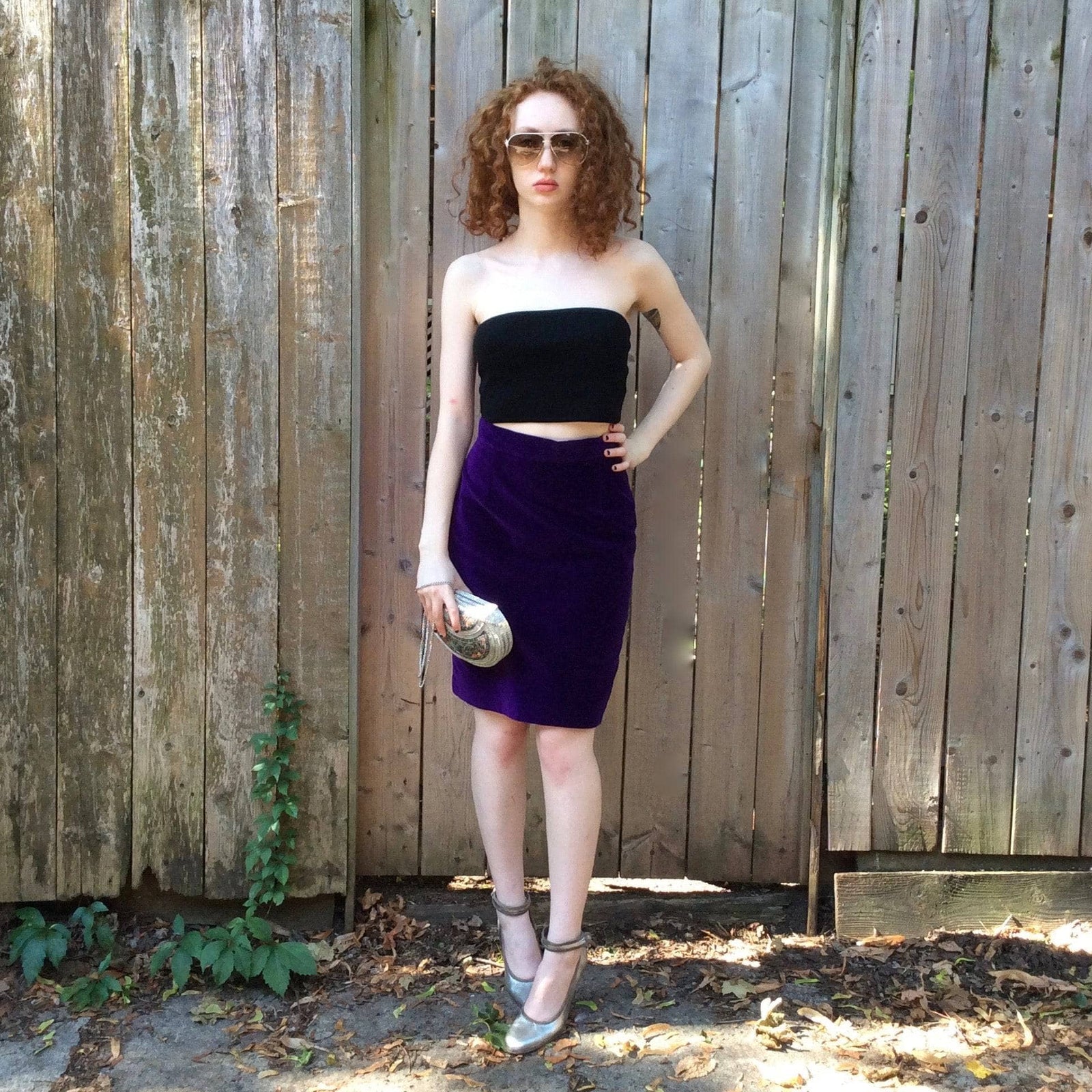 Purple velvet skirt best sale
