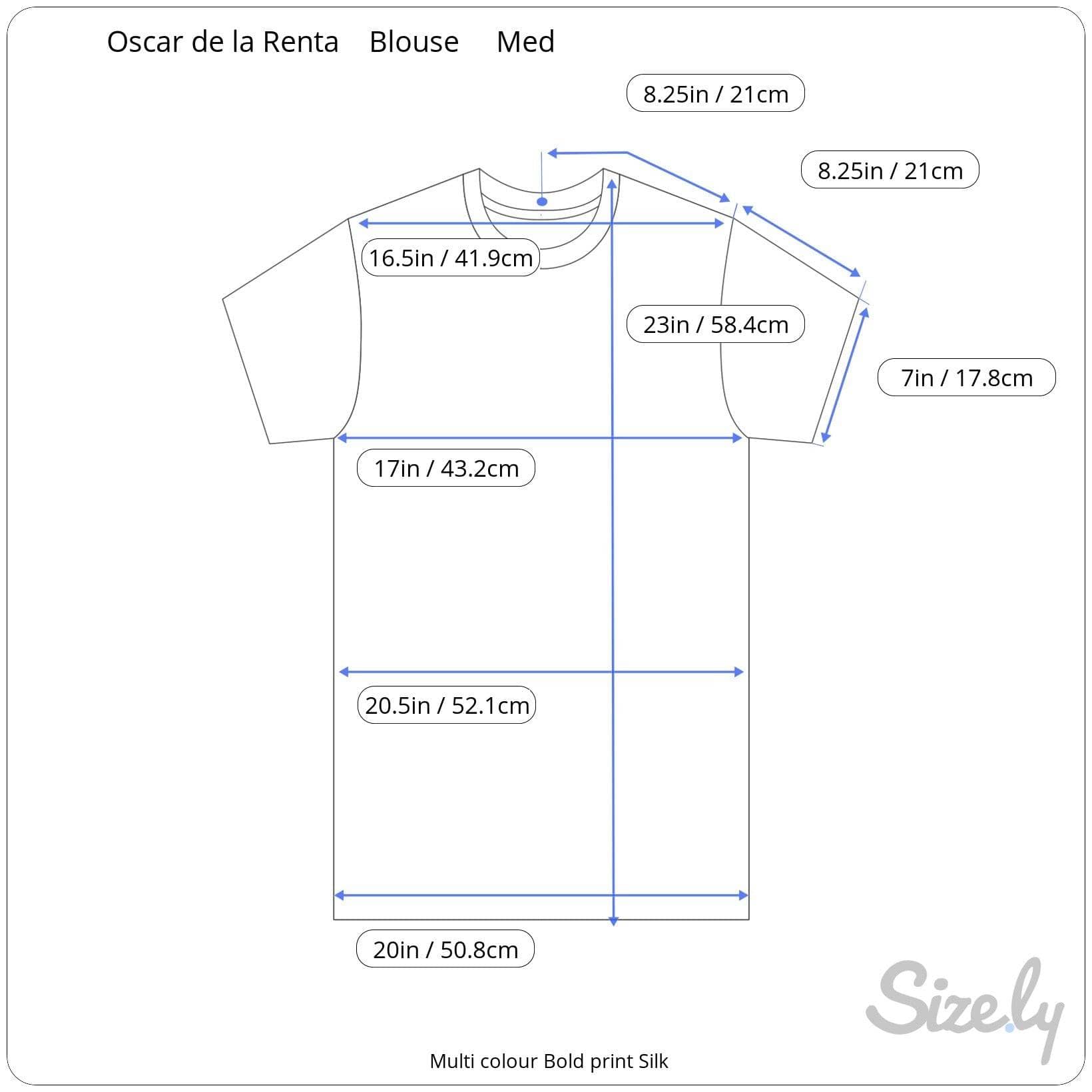 Measurements of 1980s "OSCAR DE LA RENTA" Short Sleeve Silk Top, for sale at bohemevintage.com Montréal