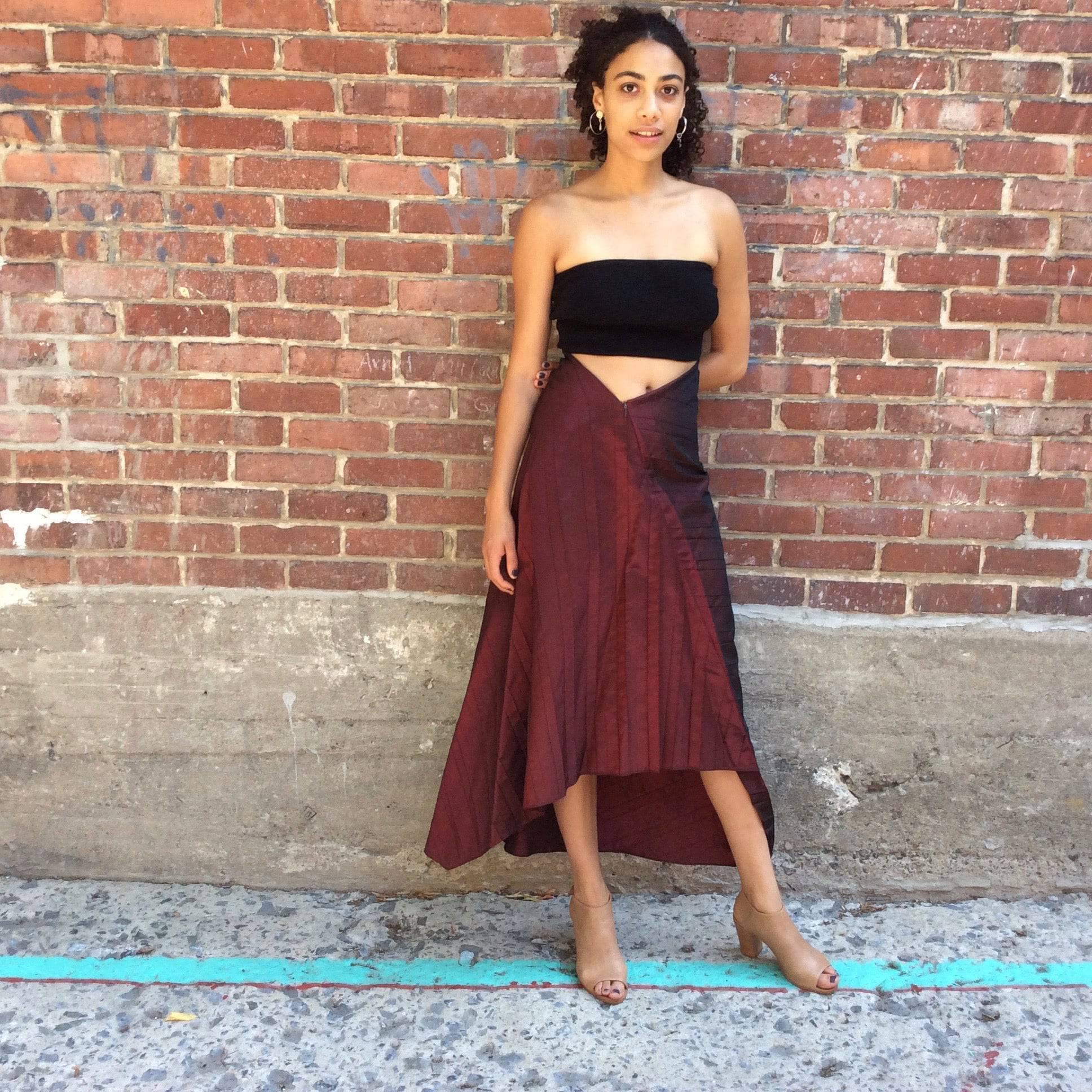 1990s 2000s "Marie Saint Pierre" Asymmetrical Long A-Line skirt Size Small, sold by bohemevintage.com Montreal