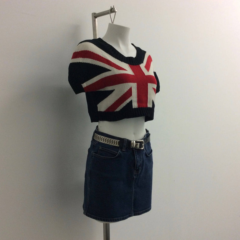 1990s Calvin Klein Medium Rise Denim Mini Skirt, Size Small, sold by bohemevintage.com Montreal