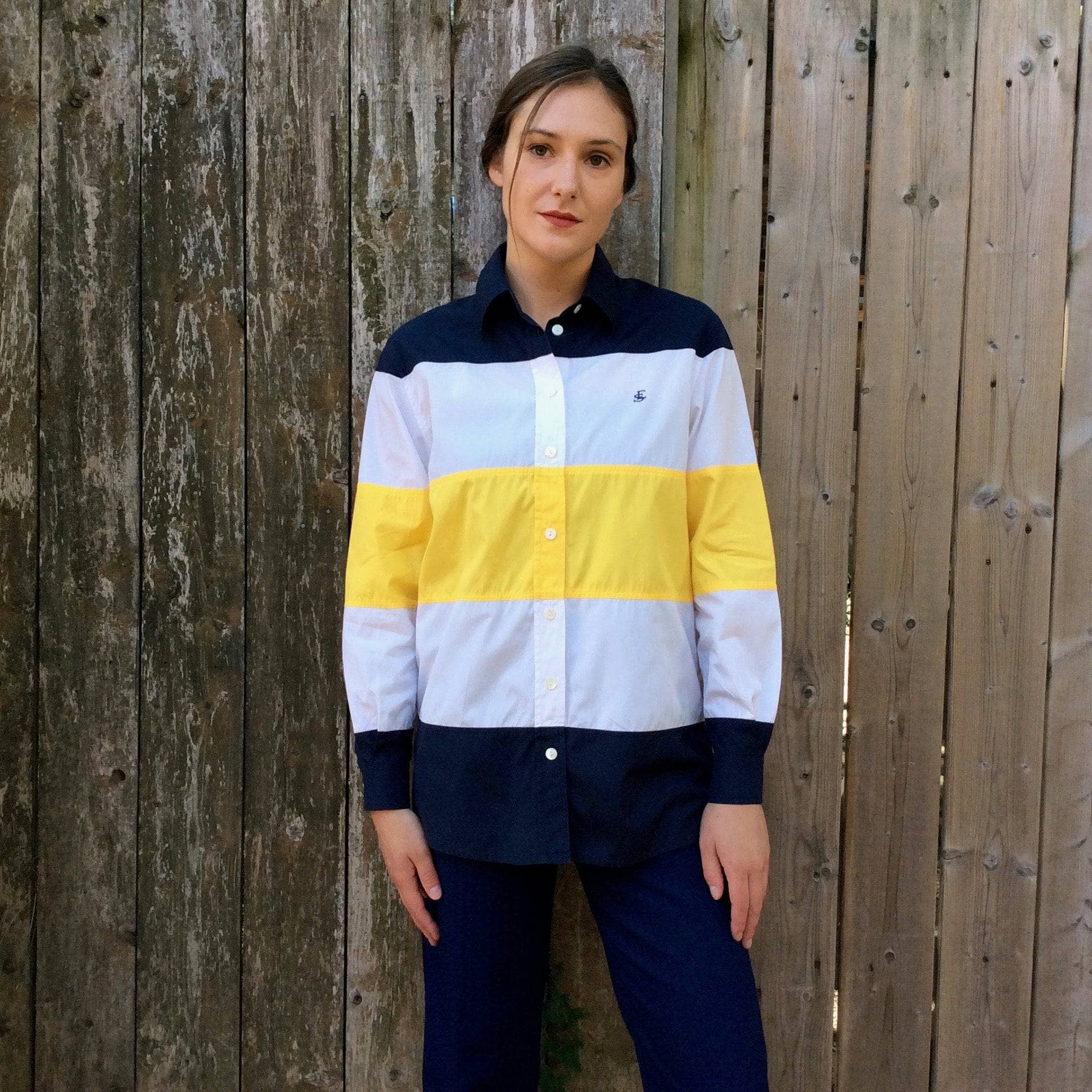 1990s Escada Sport Colour-Block Button-Up Shirt Size Small-Medium sold by bohemevintage.com Montreal