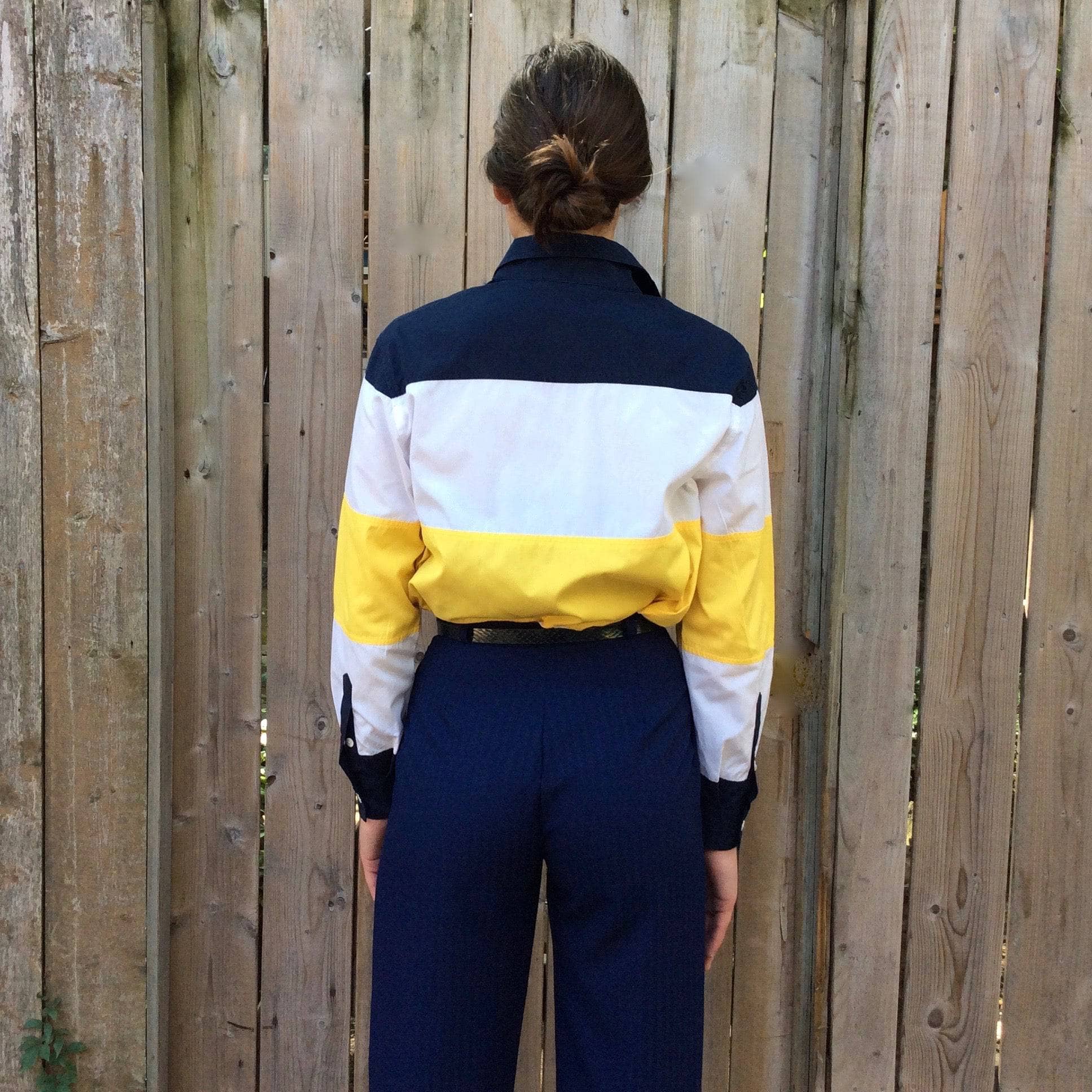 Back view of 1990s Escada Sport Colour-Block Button-Up Shirt Size Small-Medium sold by bohemevintage.com Montreal