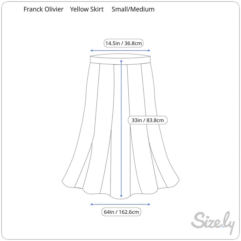 1990s | Midi Length Yellow Polka Dot Flowy Skirt | Franck Olivier Measurements Sizely