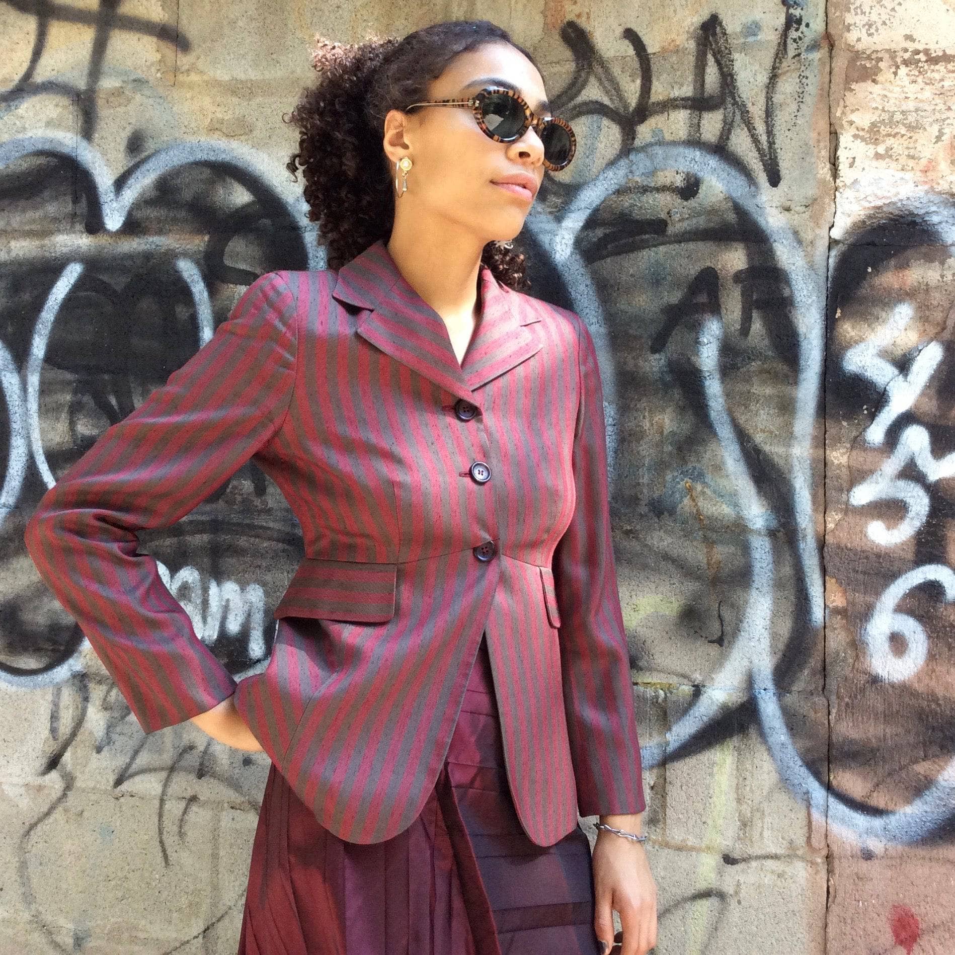 1990s Gianfranco Ferré  Fitted Striped Blazer Size small / Medium sold by bohemevintage.com