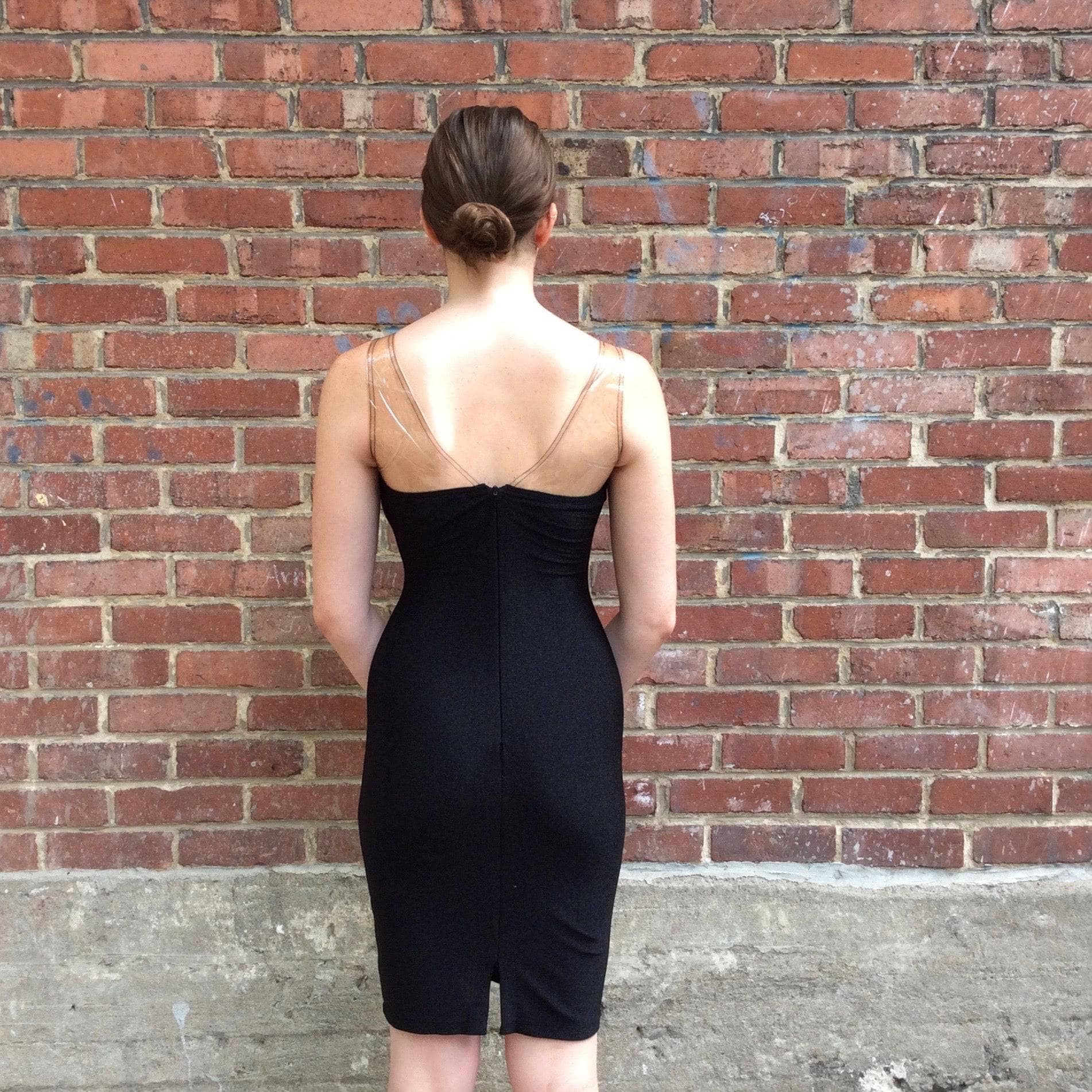 1990s Designer Black Faux Bustier Bodycon Mini Dress | Gianni Versace size Small