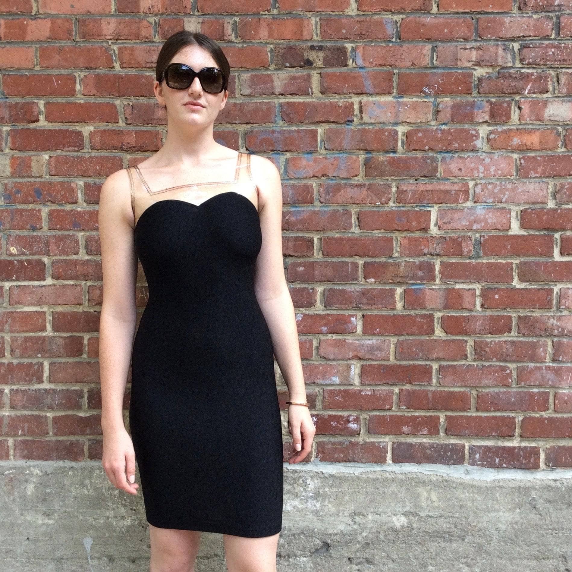 1990s  Designer  Black Faux Bustier Bodycon Mini Dress | Gianni Versace size Small