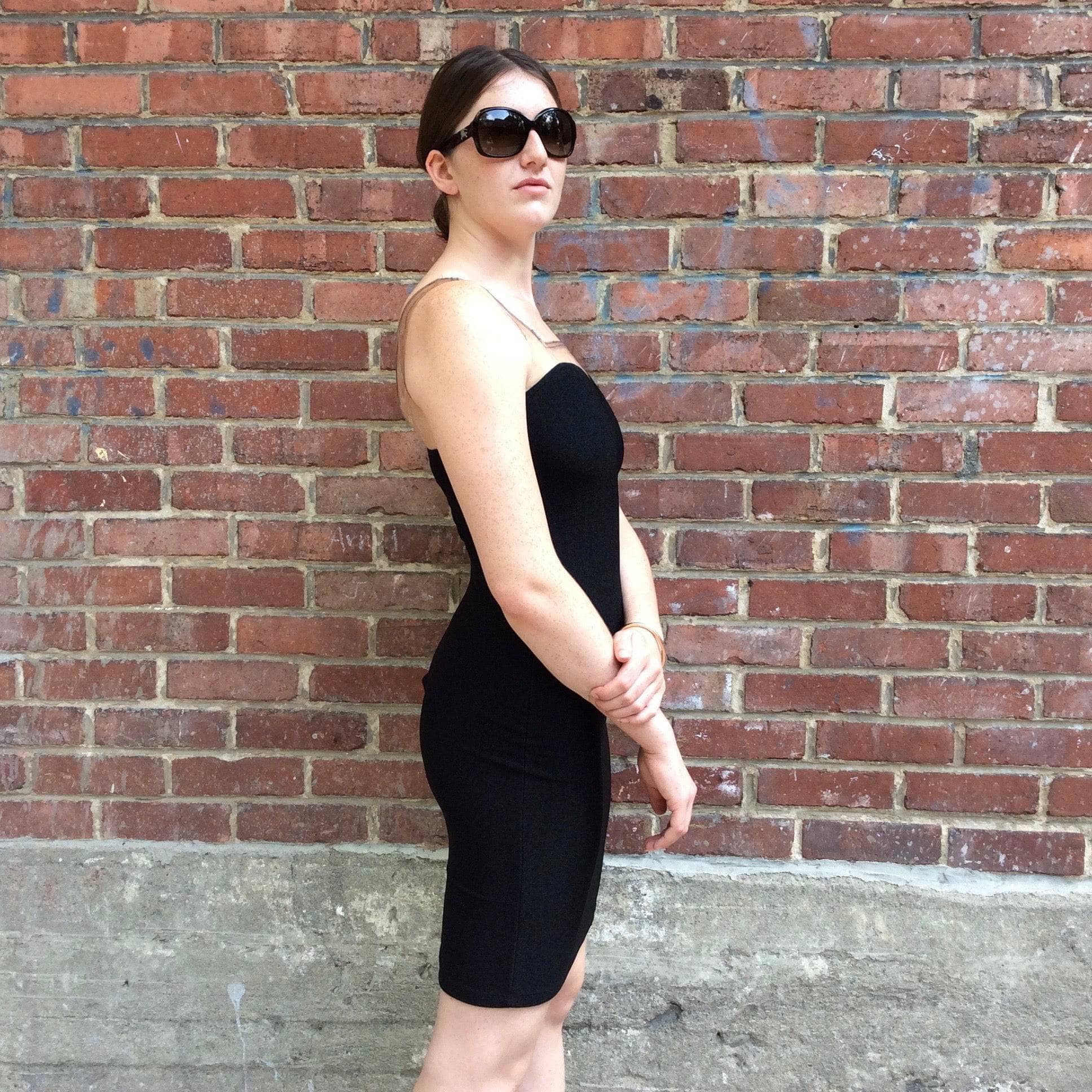 1990s Designer Black Faux Bustier Bodycon Mini Dress | Gianni Versace size Small