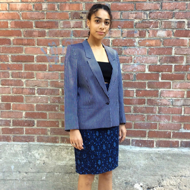 1990s Louis Féraud Stripped Cotton Blazer Size Small-Medium sold by bohemevintage.com Montreal