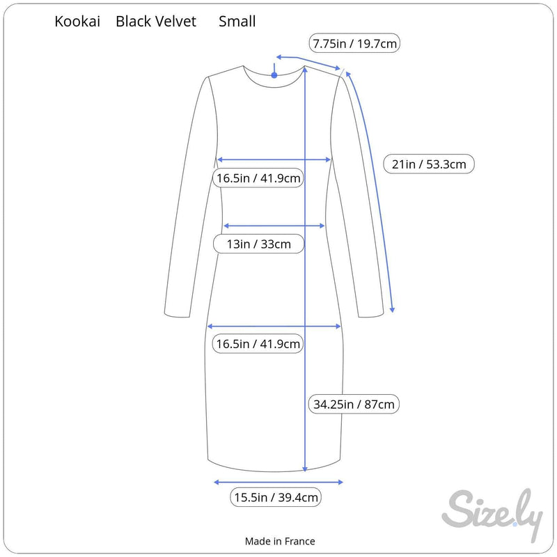 Measurements of 1990s Open Back Black Velvet Bodycon Mini Dress Size Small sold at bohemevintage.com Montreal