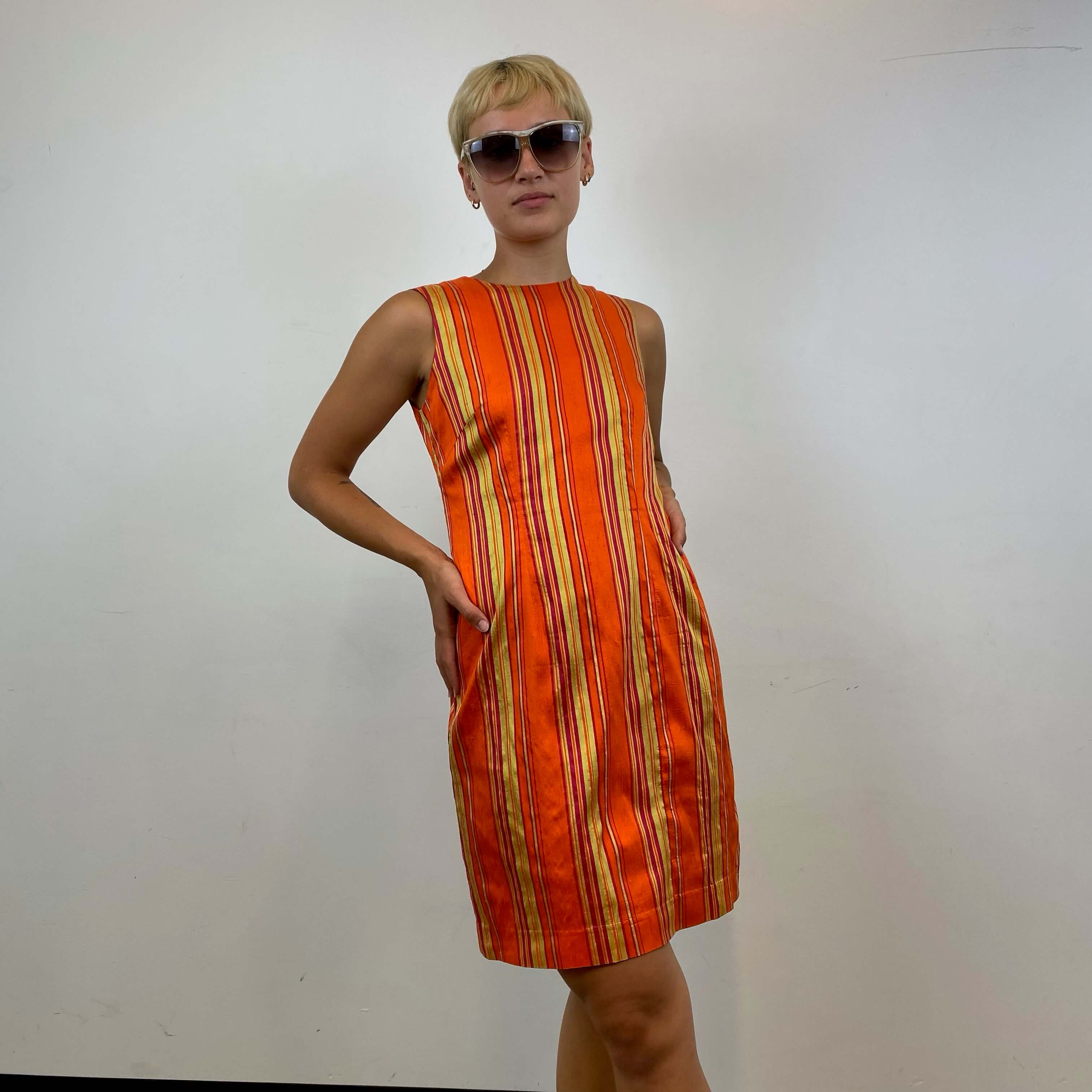 1990s Sleeveless Silk Sheath Dress Small