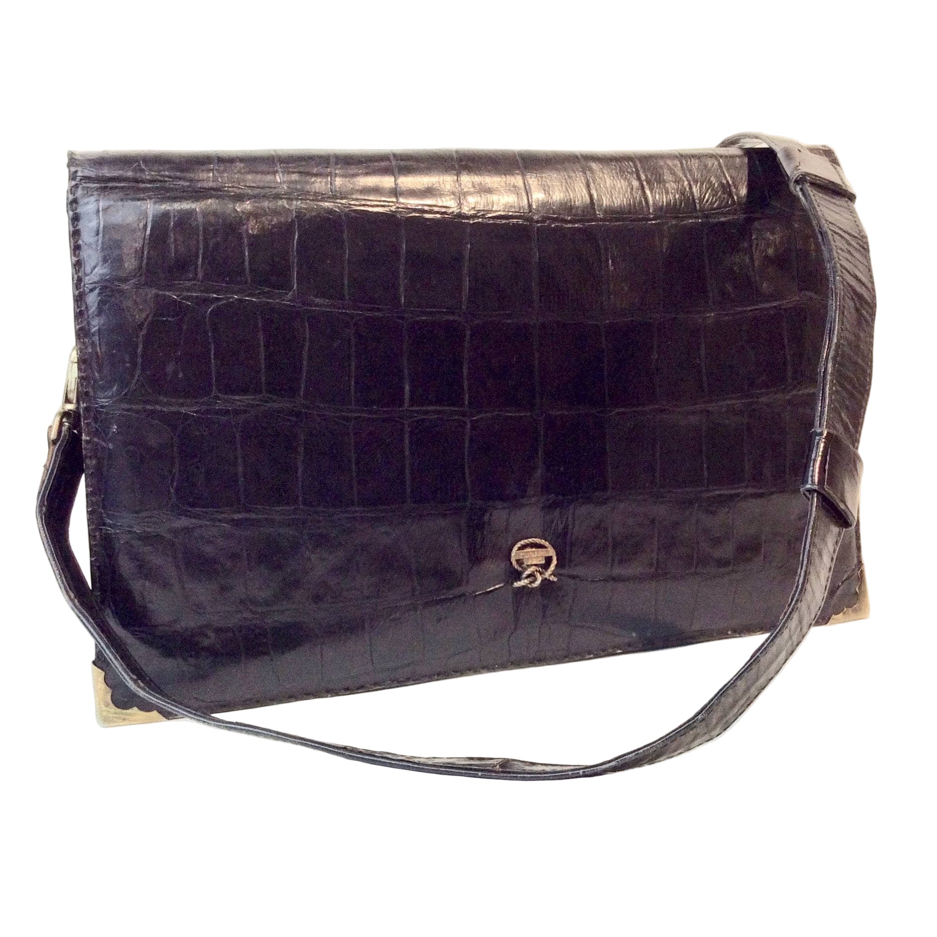Black Genuine Leather Shoulder Bag, sold by bohemevintage.com Montréal
