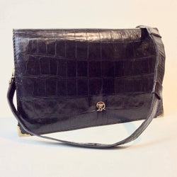 Black Genuine Leather Shoulder Bag, sold by bohemevintage.com Montréal