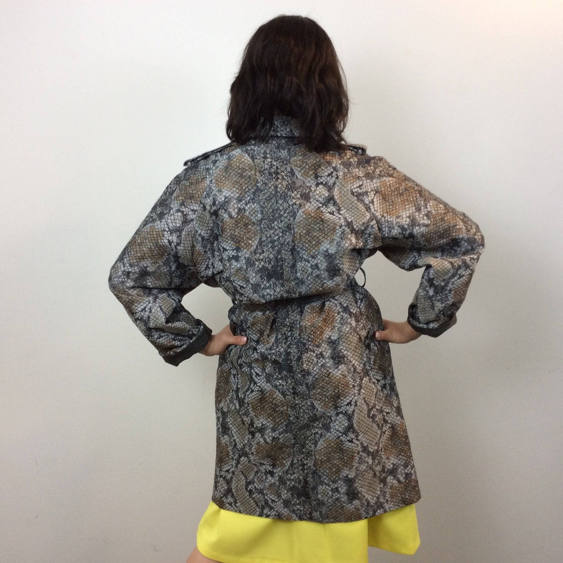 ESCADA Knee length Snake Print Designer Trench Coat