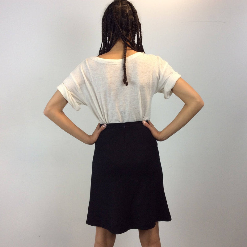 Back View of Giorgio Armani Black Wool Skirt size Small, sold by bohemevintage.com Montréal