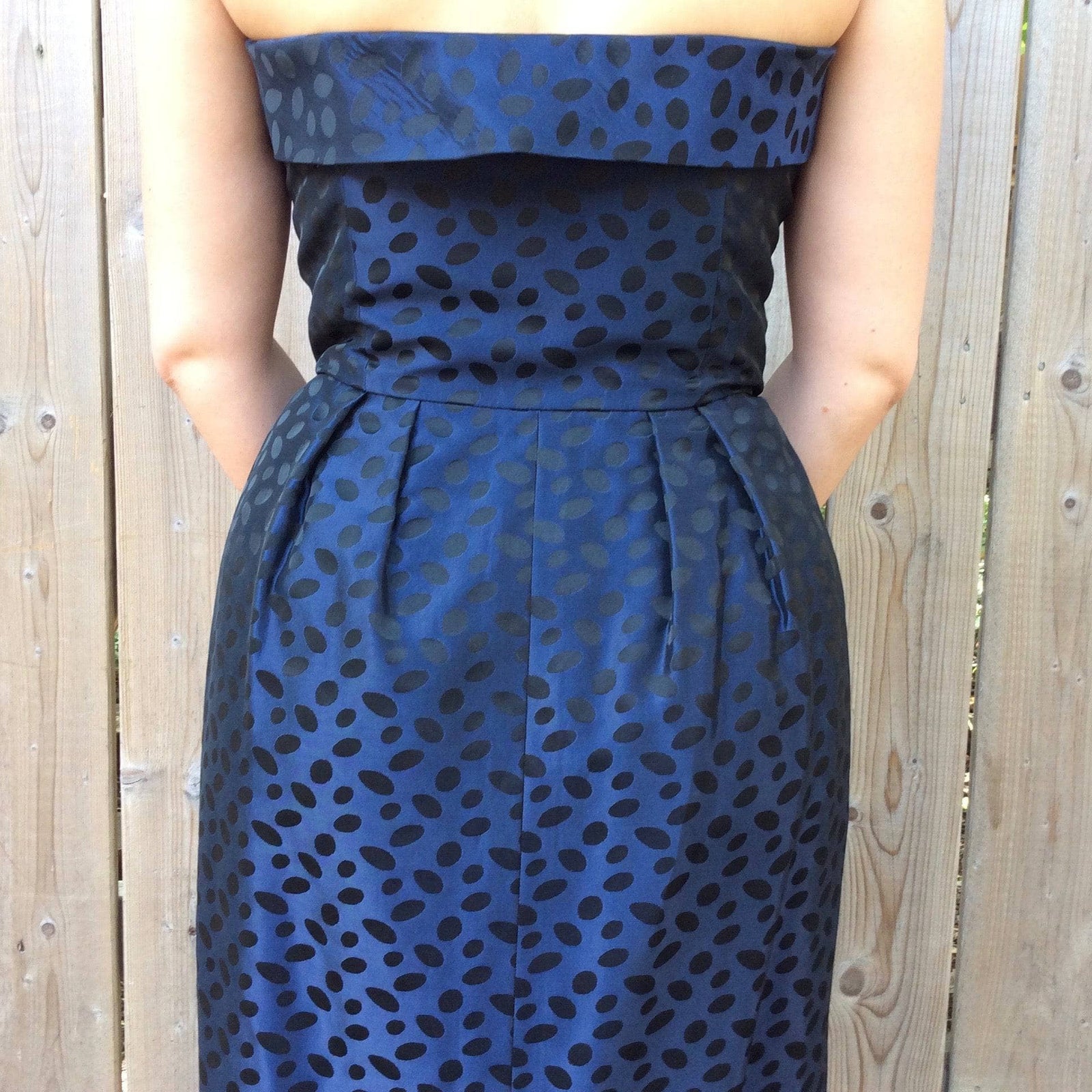Guy Laroche Designer Dark Blue Bustier Dress M Boheme Vintage