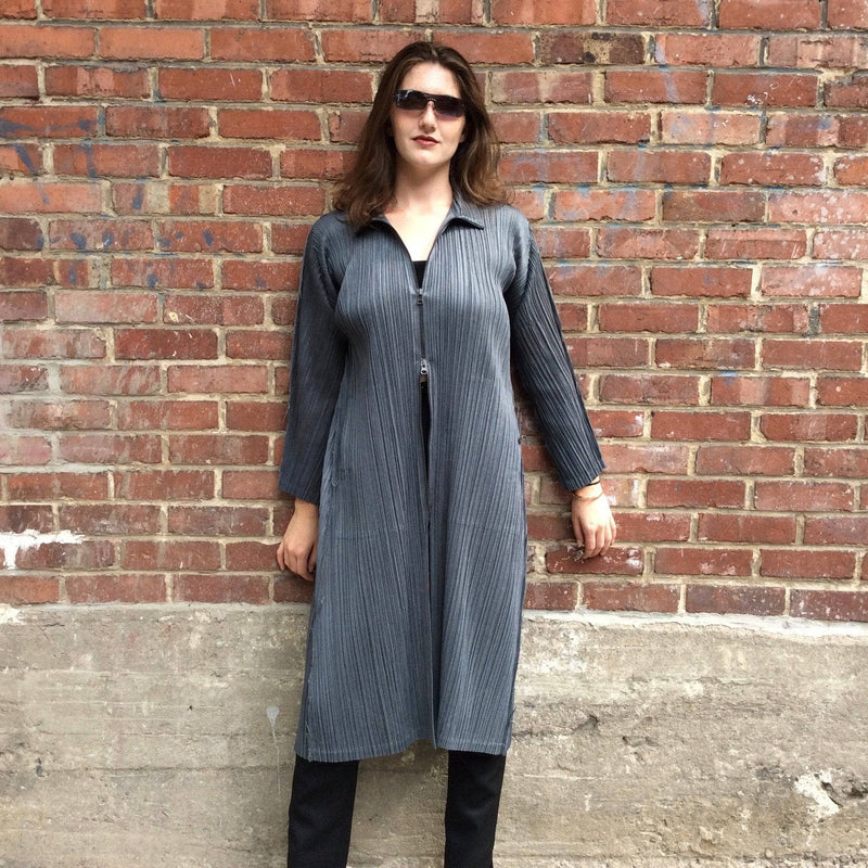 Issey Miyake Long Asymmetrical Light-Weight Crinkle Coat, sold by bohemevintage.com Montréal