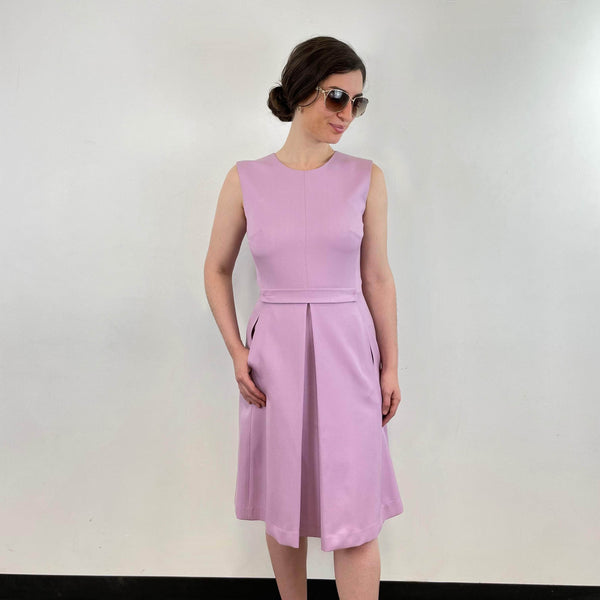 Mauve Wool Jersey Sleeveless Cocktail Dress Size small sold at bohemevintage.com Montreal