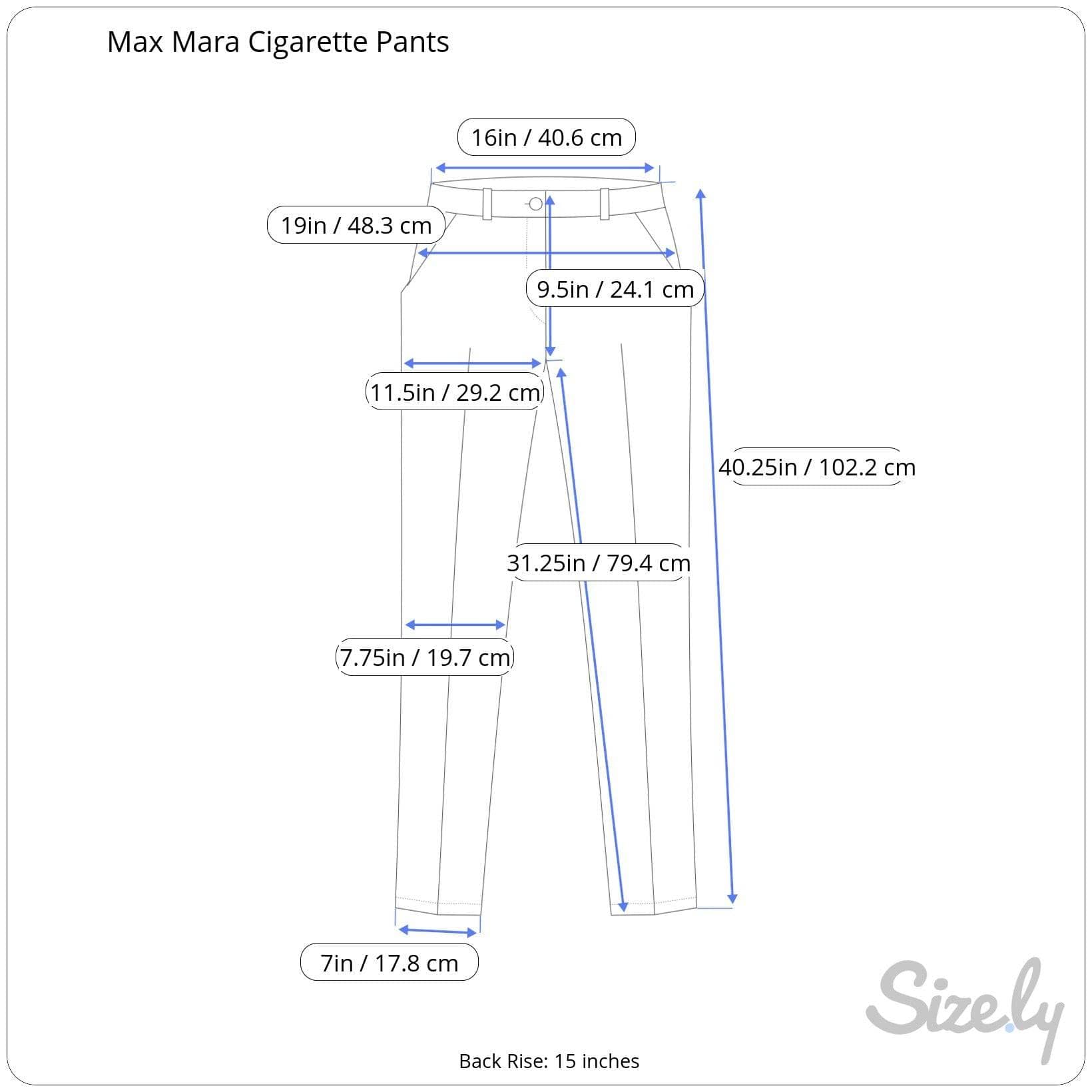 measurements of Max Mara Brown Wool Cigarette Pants S/M