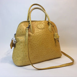 Ostrich Print Yellow Leather Carryall | Maxima