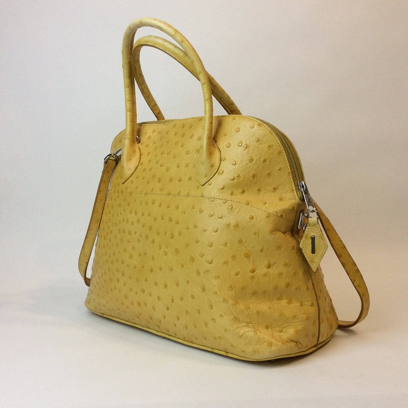 Stunning Mustard GOLD Ostrich Skin Handbag - Great Design
