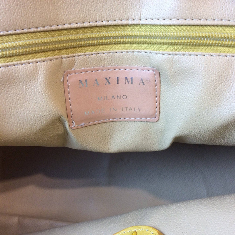 Ostrich Print Yellow Leather Carryall | Maxima (brand label)