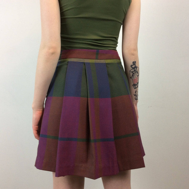 Back view of Tommy Hilfiger Wool Blend Pleated Plaid Skirt sold by bohemevintage.com