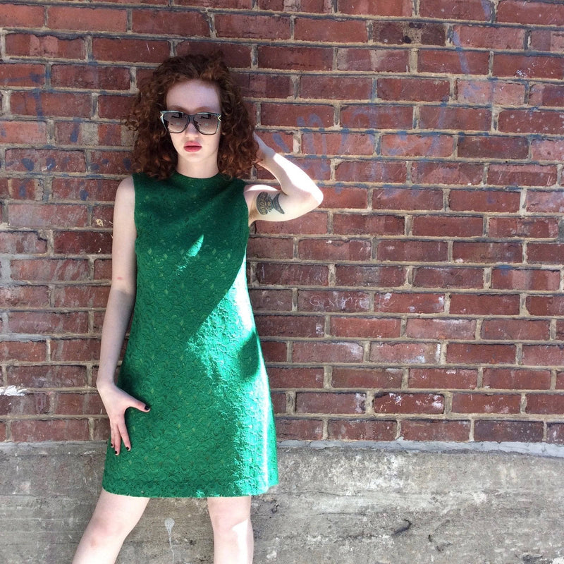 1960s Green Lace Mini Shift Dress size Small sold on bohemevintage.com Montreal