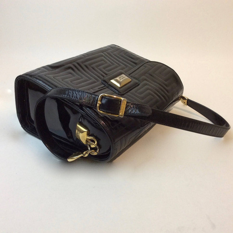 Valentino Orlandi Quilted Black Patent Leather Purse sold by bohemevintage .com
