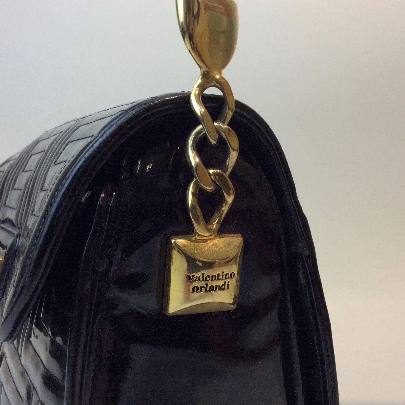 Valentino Orlandi Quilted Black Patent Leather Purse Boheme Vintage Boheme Vintage