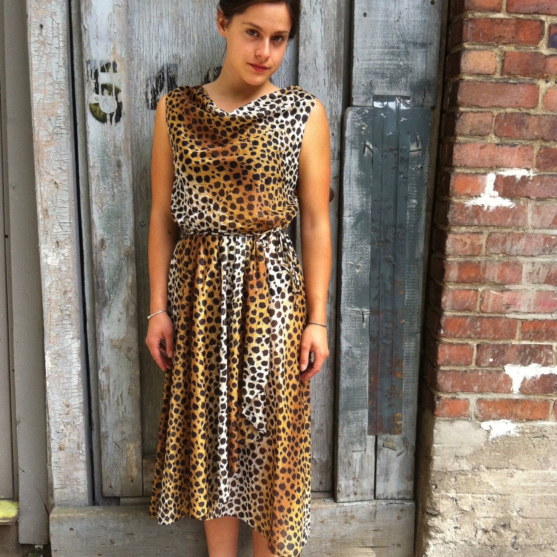 Handmade Leopard Print Flowy Wrap Dress