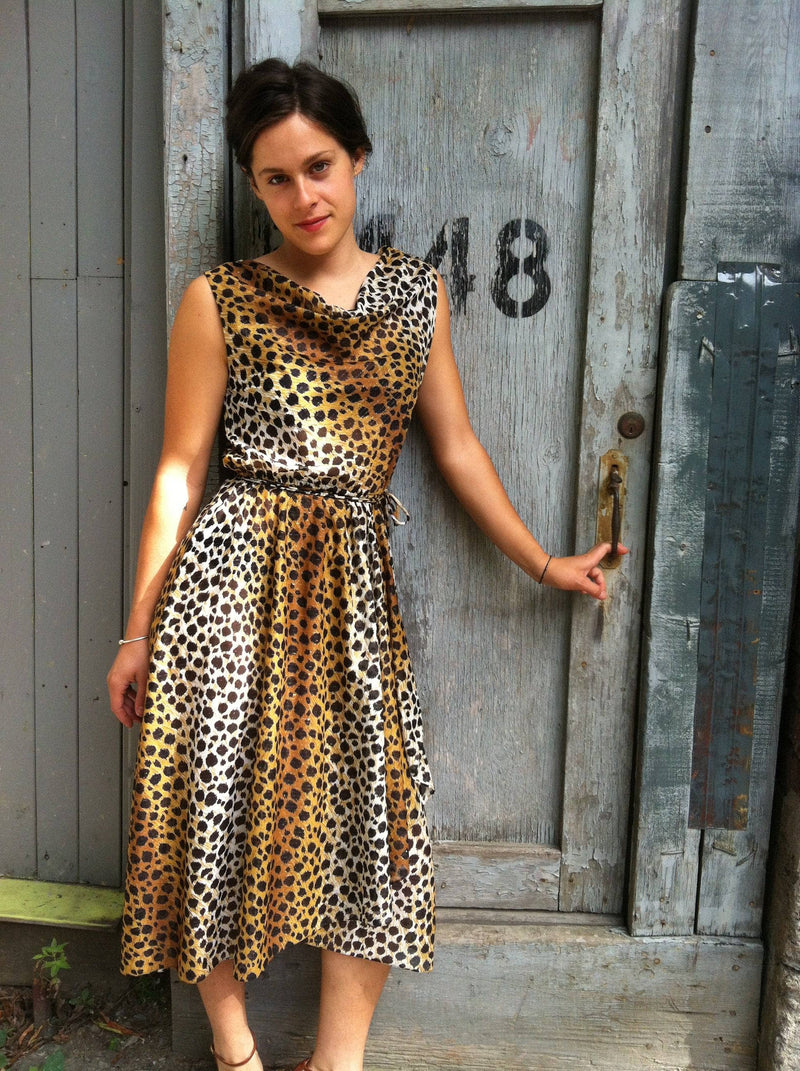 Handmade Leopard Print Flowy Wrap Dress