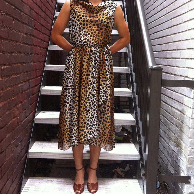 Handmade Leopard Print Flowy Wrap Dress