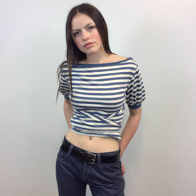 Byblos cropped t-shirt with Jean Paul Gaultier Cigarette style Low Rise Jeans sold by bohemevintage
