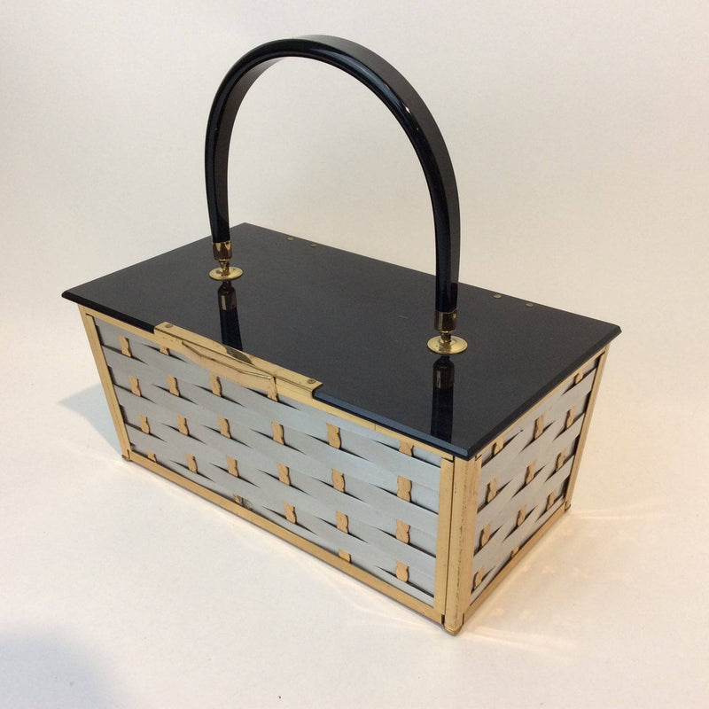 Silver, black and gold 1950’s box purse